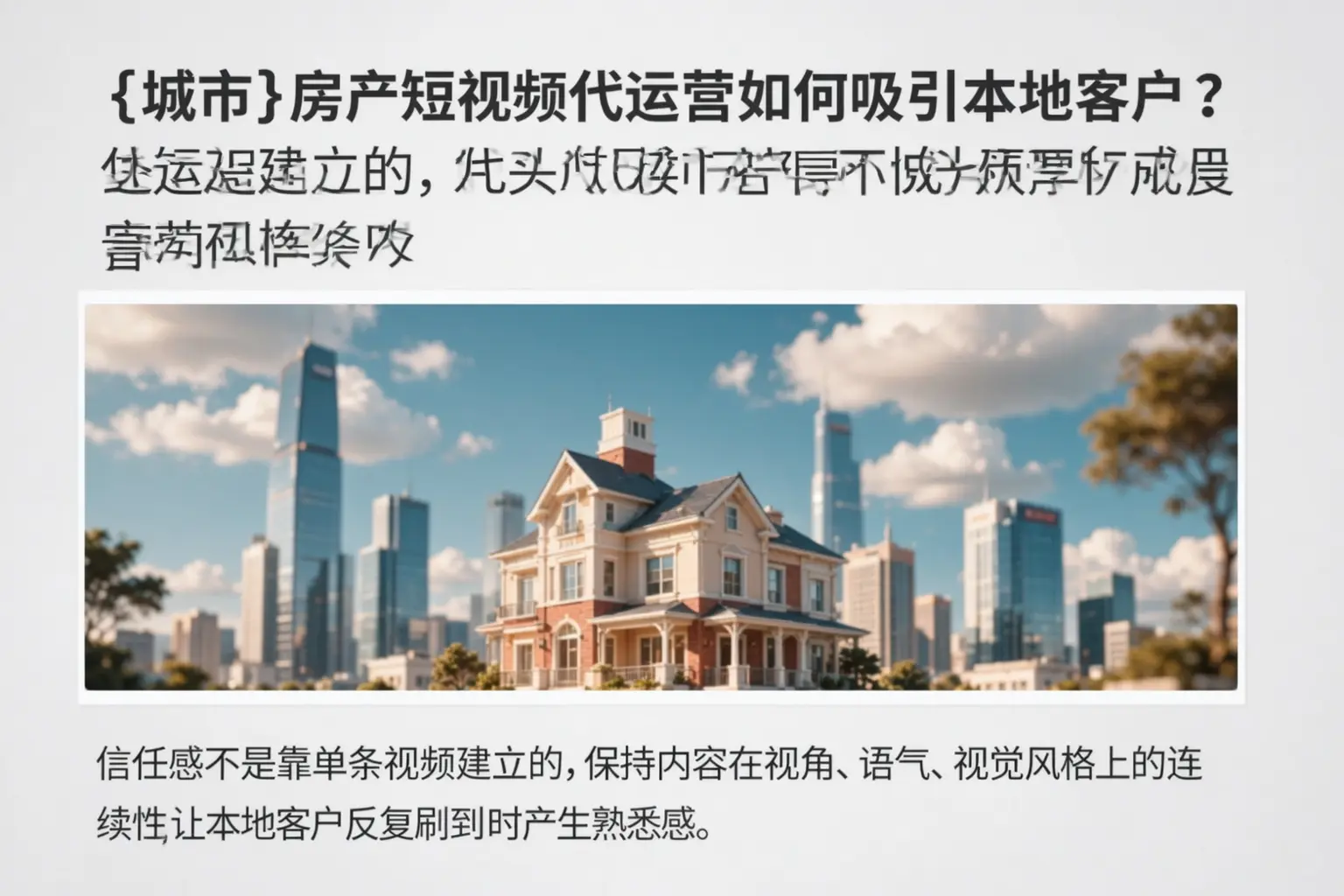 齐齐哈尔房产短视频代运营如何吸引本地客户？