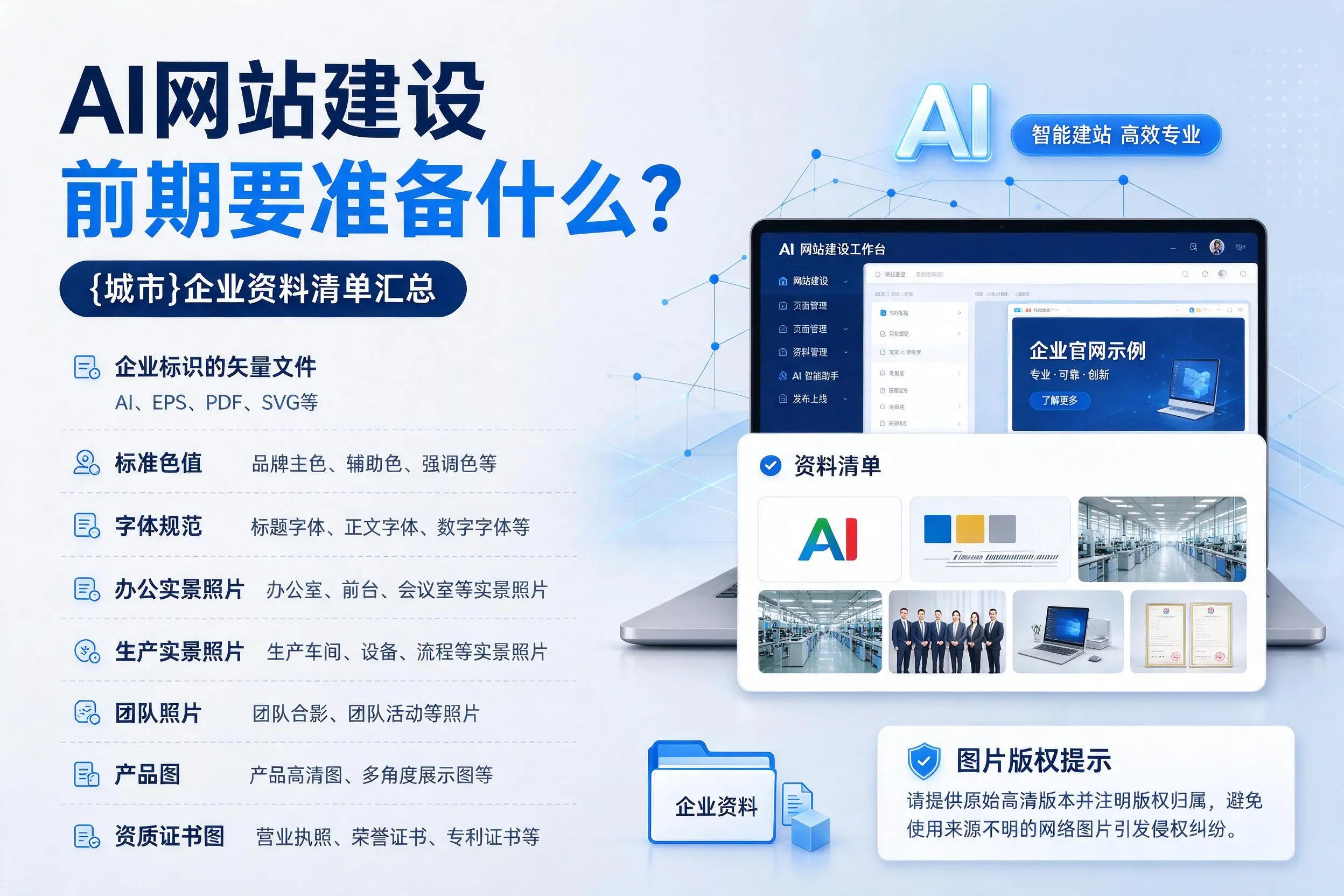 AI网站建设前期要准备什么?齐齐哈尔企业资料清单汇总